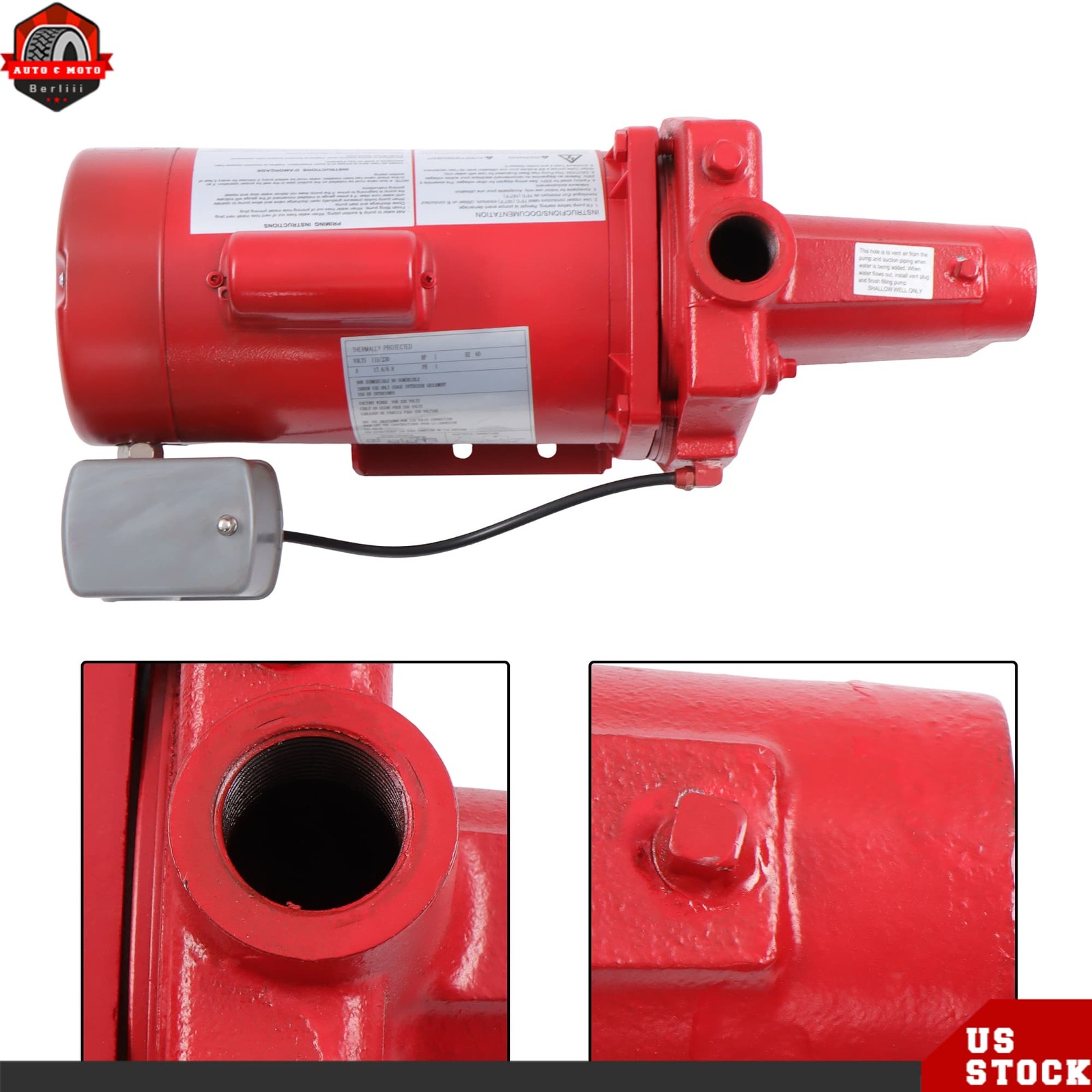 1 HP Dual Voltage 115/230 Volt 23 GPM Cast Iron Shallow Well Jet Pump Red 602208