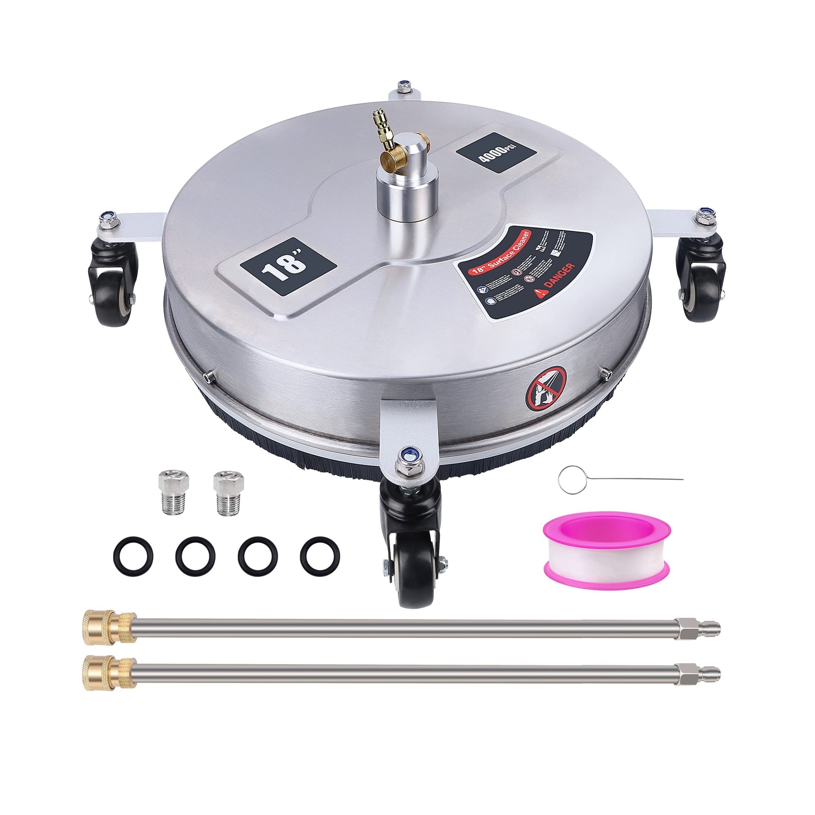 Biswing 18″ Pressure Washer Surface Cleaner with 4 Wheels, Stainless Steel Po…