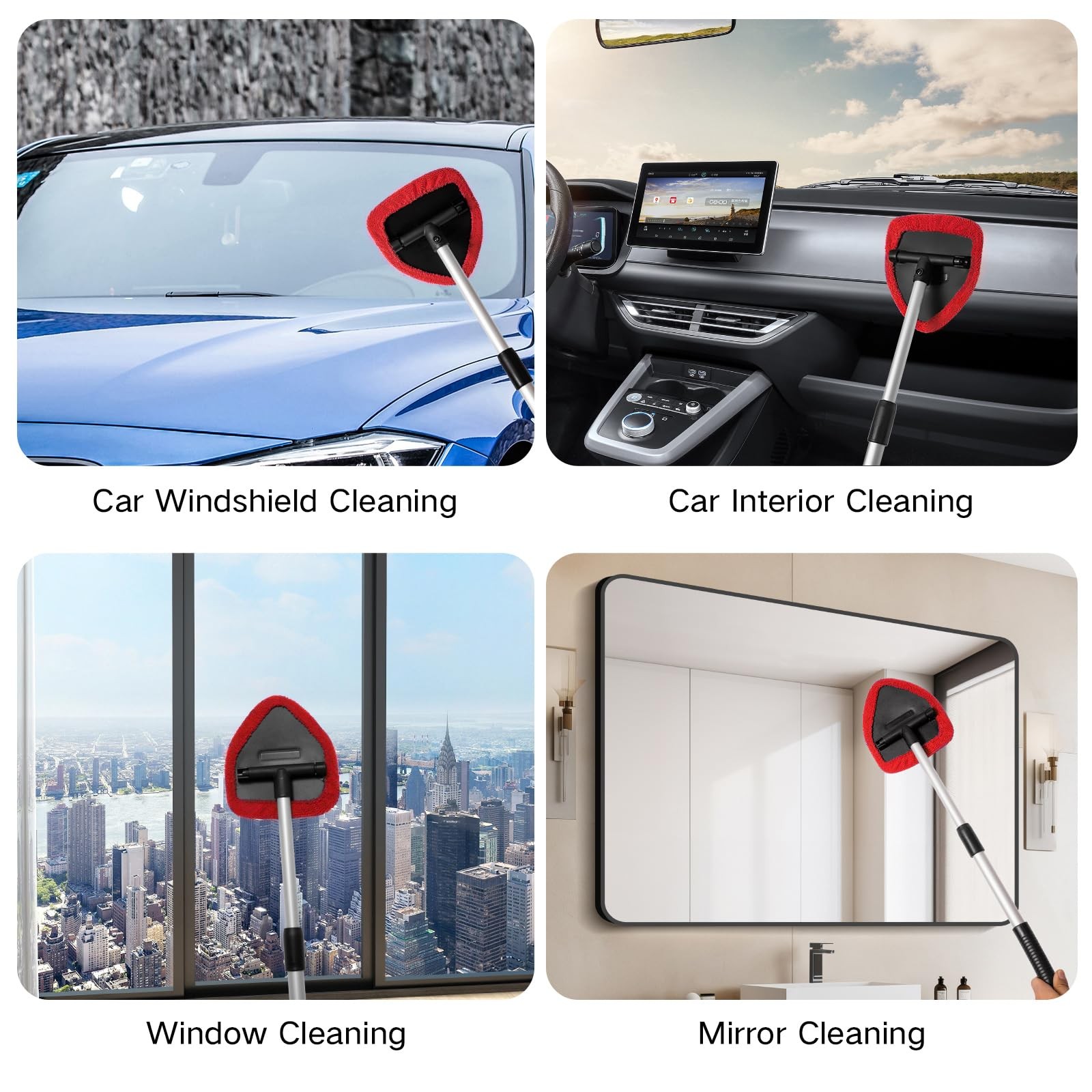 Qydipclin 10pcs Windshield Cleaner Tool, Car Window Blue & Green & Gray & Red