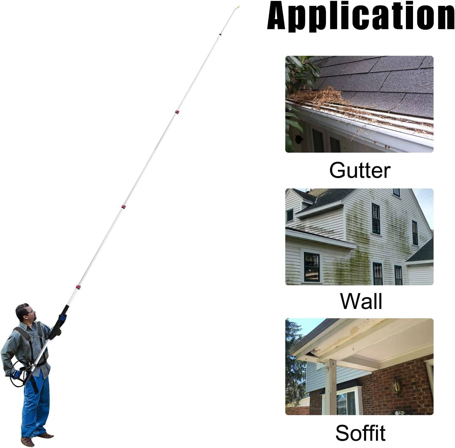 24FT Telescoping Pressure Washer 4000PSI with 5 Spray Nozzle for Roof Washing