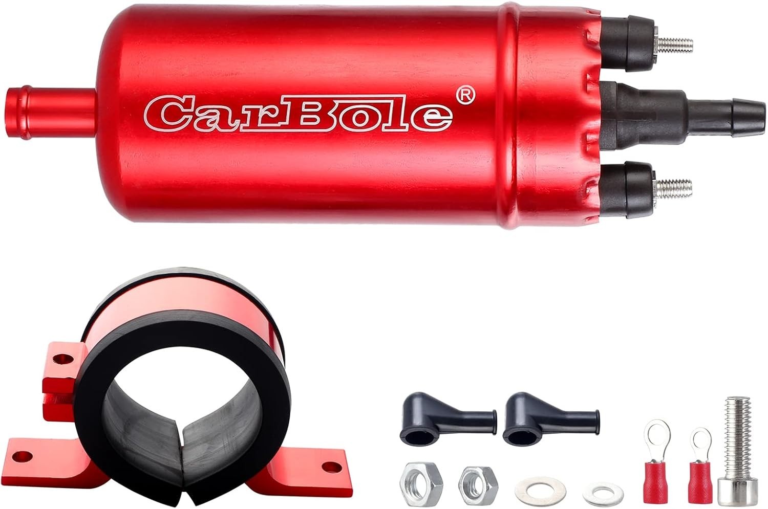 External In-Line Fuel Pump: 116 PSI High Pressure Universal 12V Electric Red