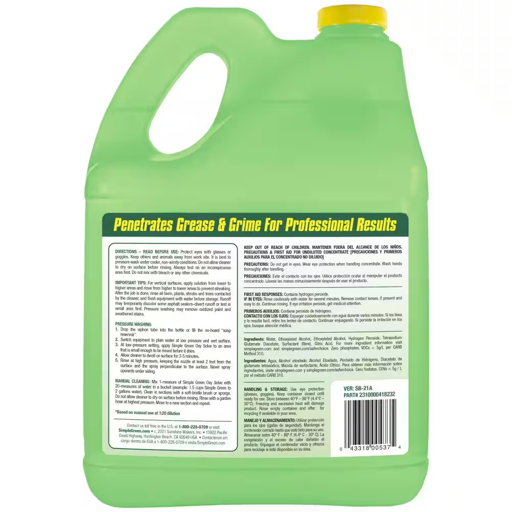 1 Gal. Oxy Solve House and Siding Pressure Cleaner Washer Concentrate