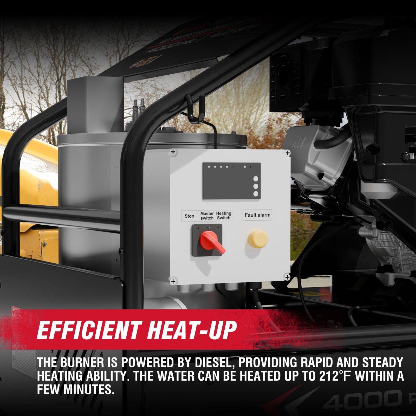 A-iPower Gas Hot Water Pressure Washer 4000 PSI 4.0 GPM with Diesel Heater EPA