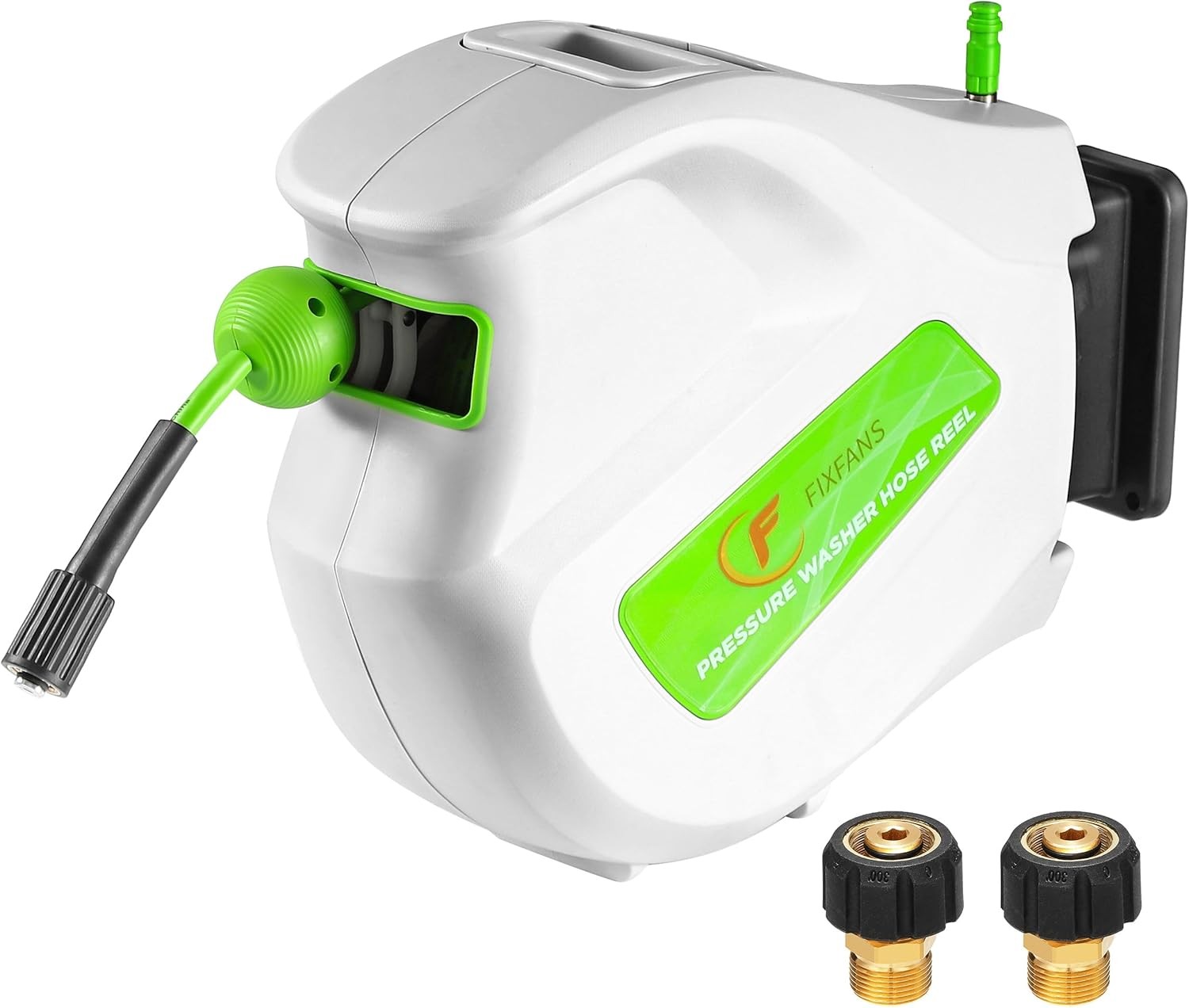 FIXFANS Pressure Washer Hose Reel, 1/4″ × 65ft | Retractable Power Washer Reel,