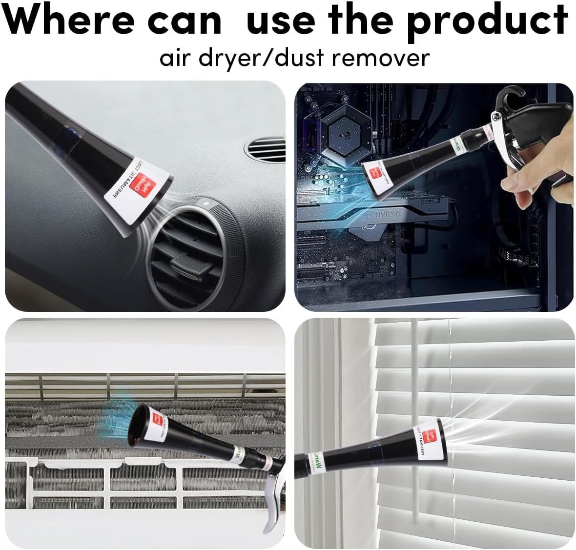 Tornado Air Blow Gun for Car Detailing – High Pressure Dry Cleaning Gun with …