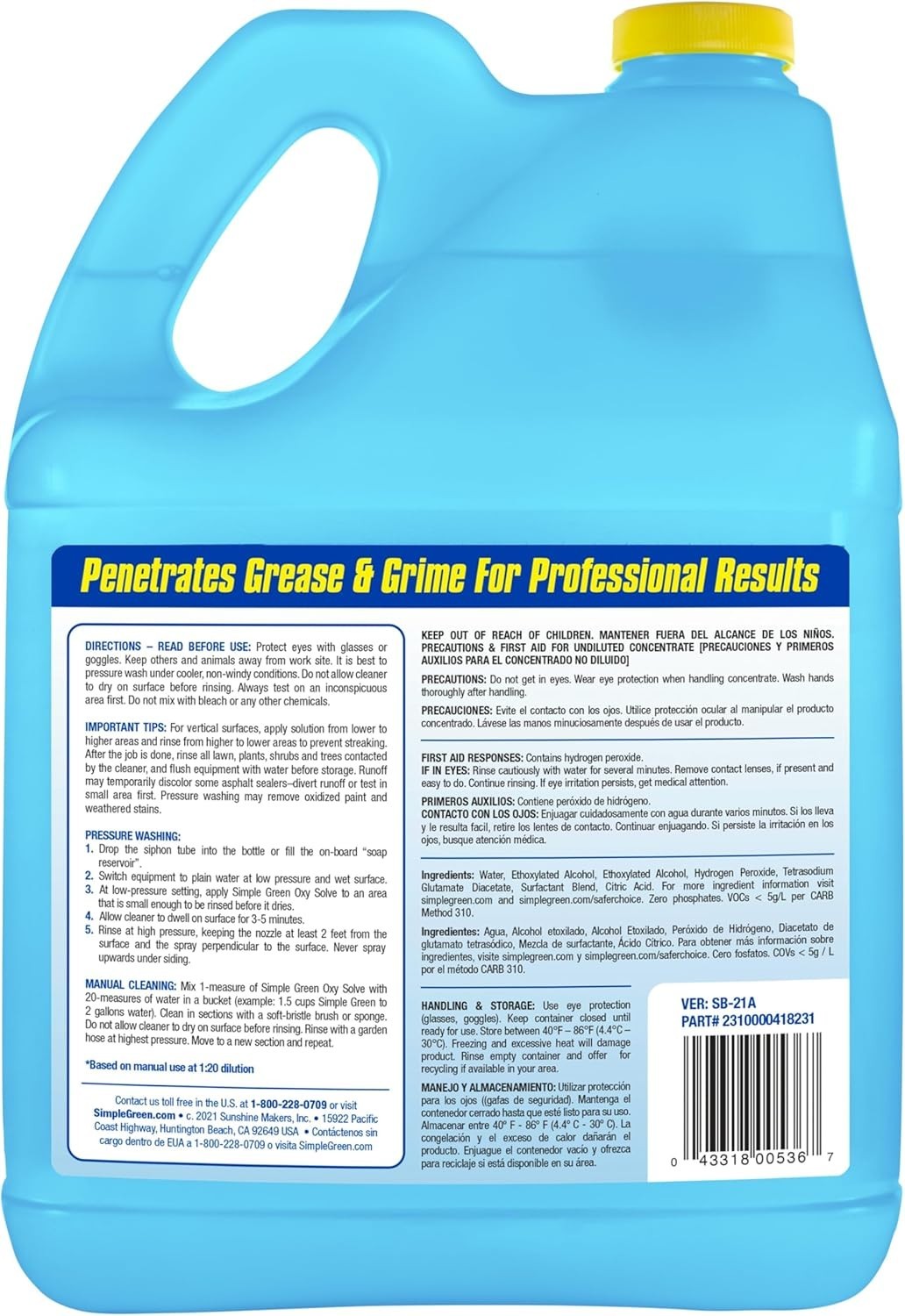 Oxy Solve Deck and Fence Pressure Washer Cleaner, Colorless to Pale Straw, Un…