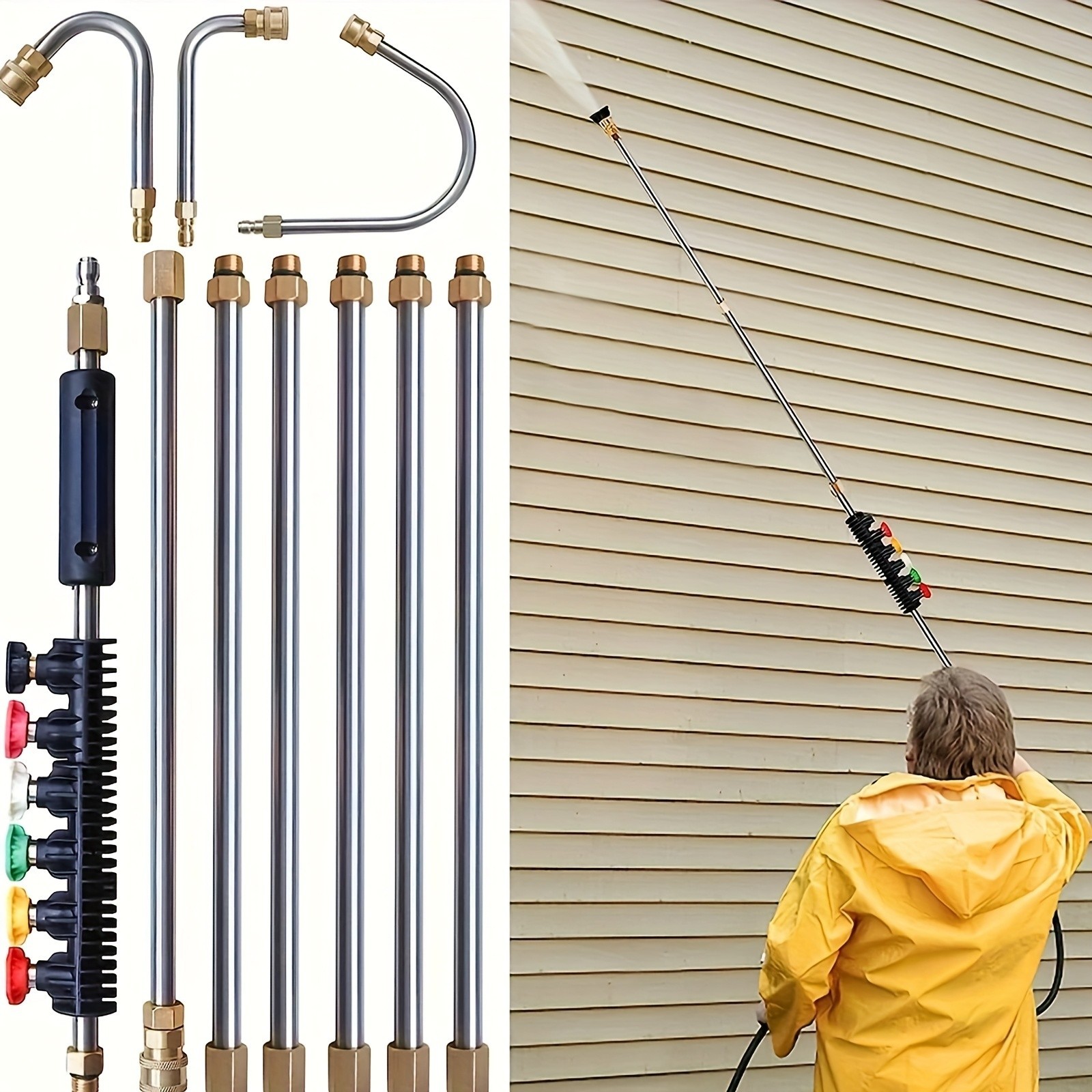 High Pressure Washer Wand Kit – Multi-Use for Roof, Car & Gutter Cleaning