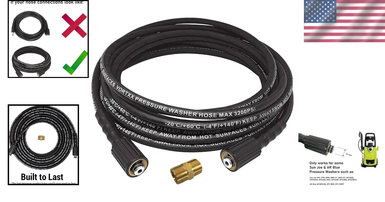 Maximum Performance 25FT Pressure Washer Hose for Sun Joe – Leak Proof Design