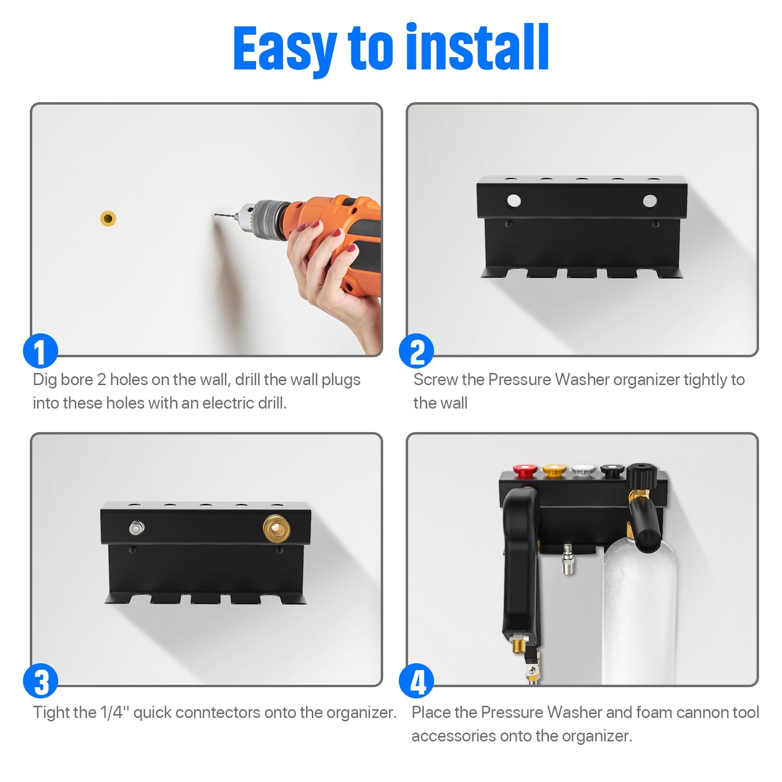 Pressure Washer Gun Holder, Power Washer&Snow Foam Cannon Quick Disconnect To…