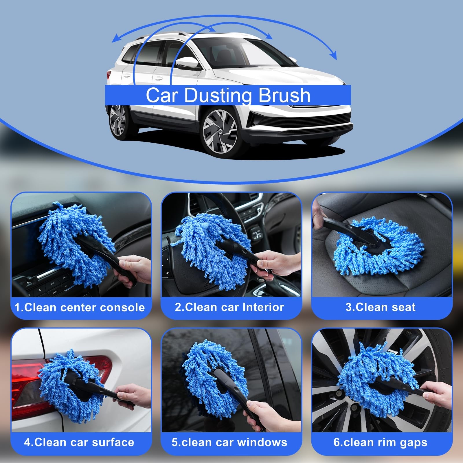 Viewsun Windshield Cleaner Tool, 14Pcs Car Interior Cleaning 14 PCS, Blue