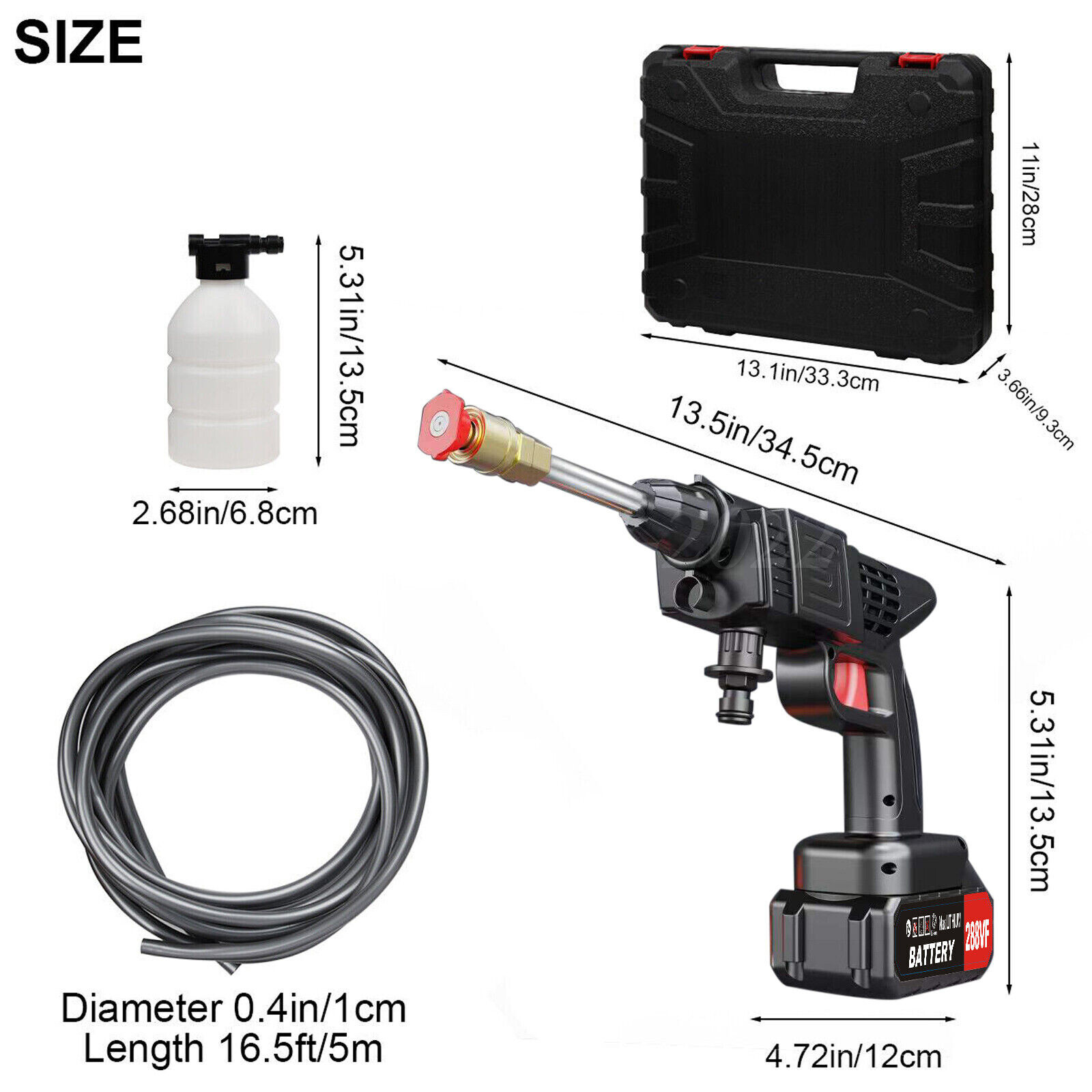 Cordless Electric High Pressure Water Spray Gun Portable Car Washer Cleaner Tool