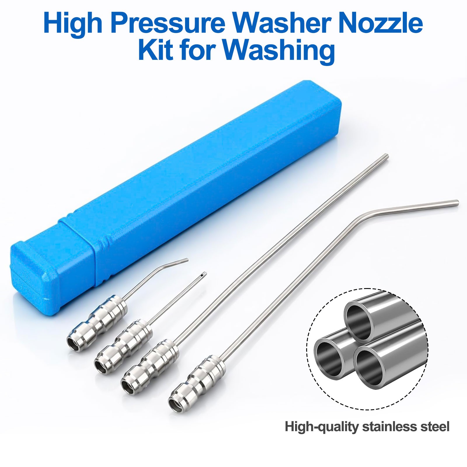 4X Pressure Washer Needle Nozzle Kit 1/4 Quick Connect Cleaning Flush Wand Tips