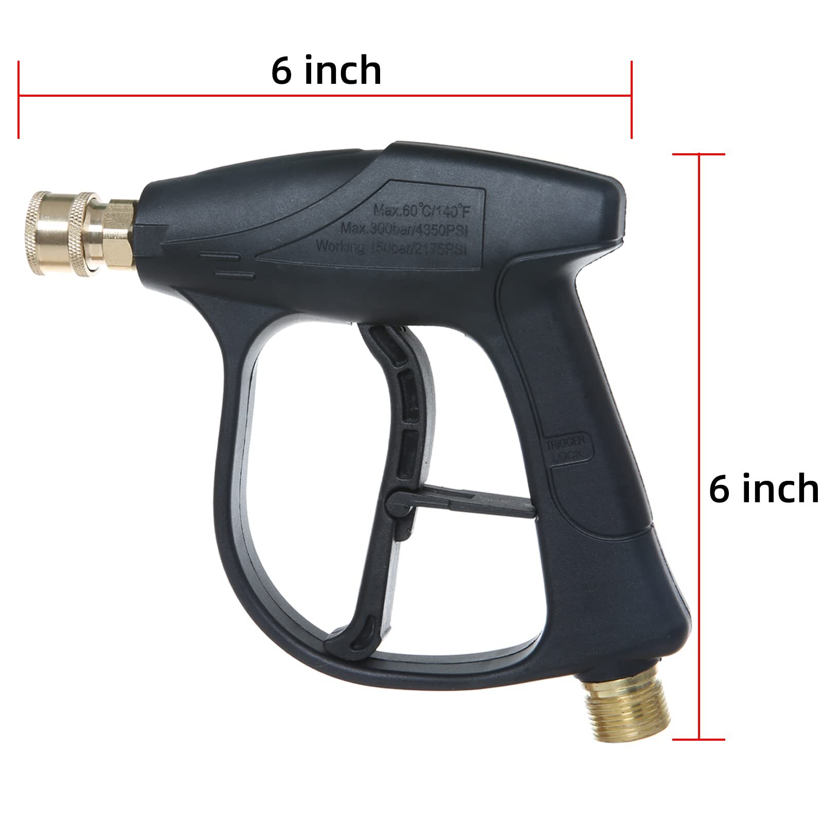 High Pressure Washer Gun 3000 PSI Max Power Short Gun 1/4″ quick connect