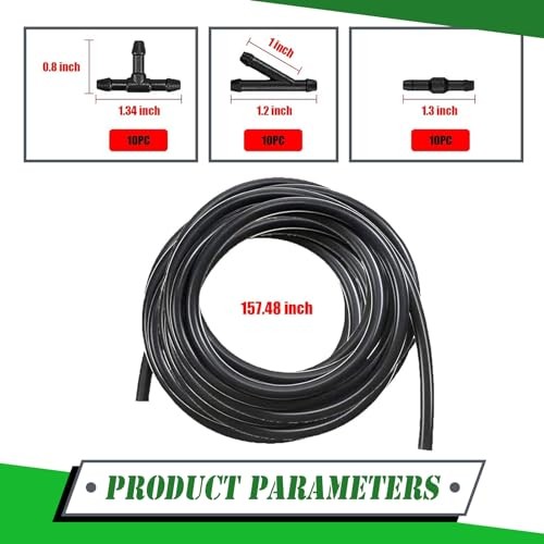 30 PCS Car Windshield Washer Hose Kit, 13Ft Rubber Washer Hose, 30 PCS Vehicle
