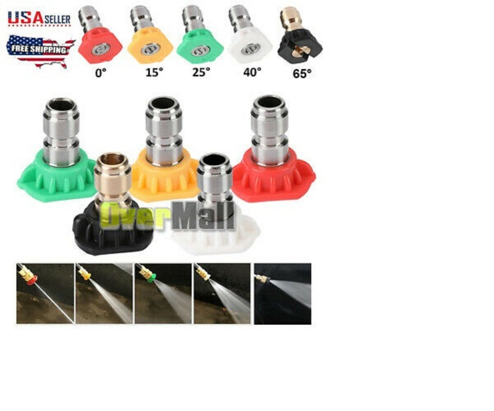 5 PCS High Pressure/Power Washer Spray Nozzle Kit 5 Pack Quick Connect 1/4″