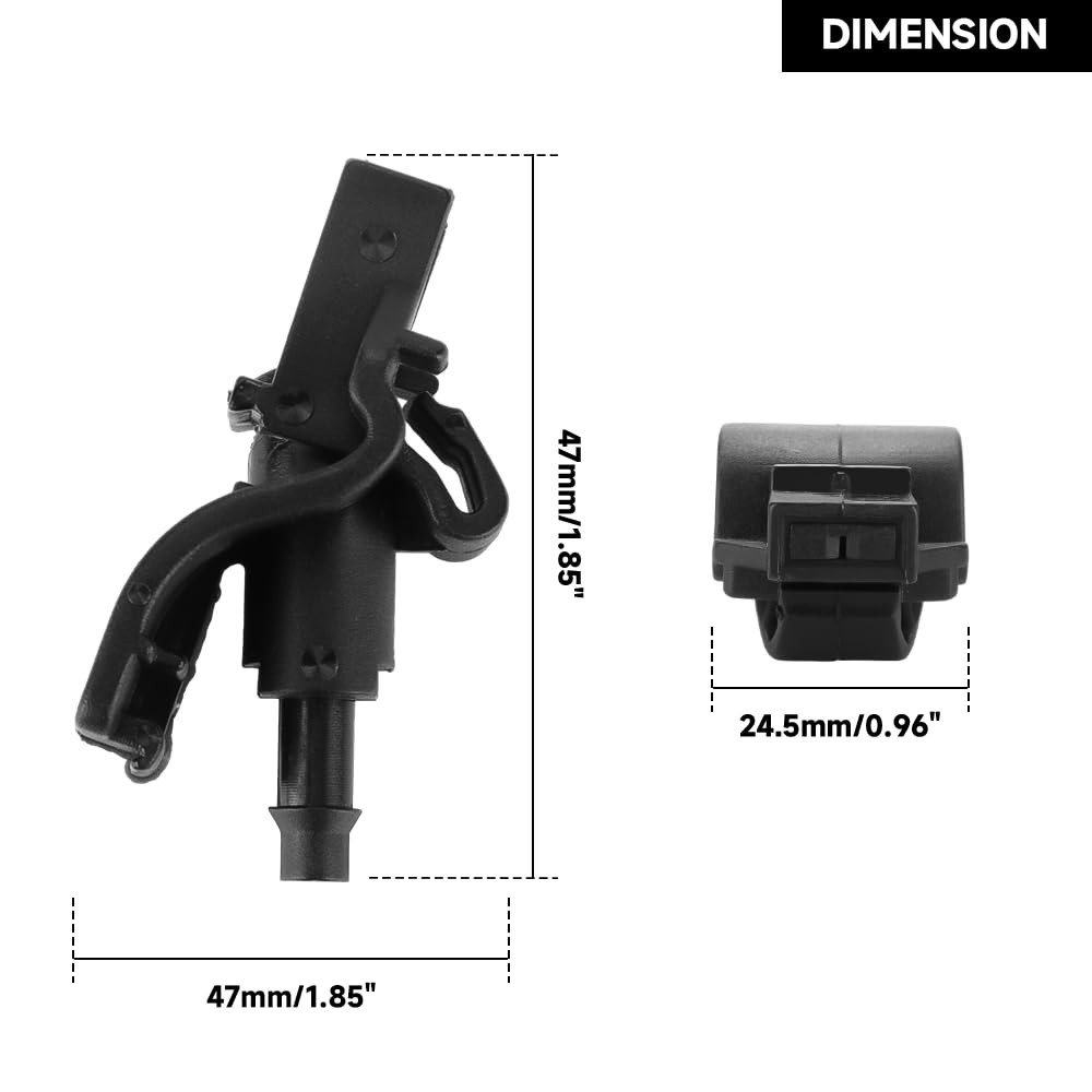 Front Windshield Washer Nozzles Wiper Spray 4.33 x 3.34 x 1.18 inches, Black