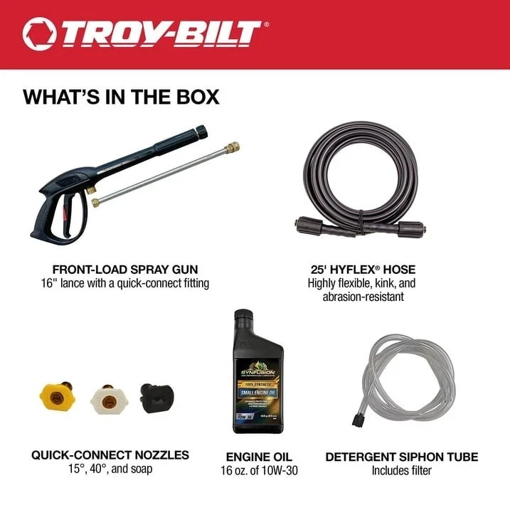 Troy-Bilt TB3000PWXP 3000 PSI at 2.3 GPM Cold Water Gas Pressure Washer