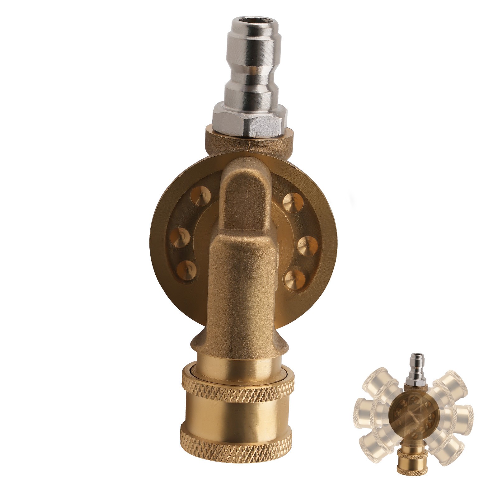 1/4″ Pressure Washer Adapter Pivoting Coupler 240° Rotation Brass Stainless