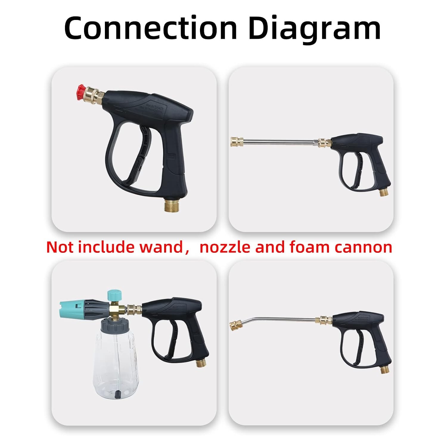 Dark Black 3000 PSI High Pressure Power Washer Short Gun Nozzle