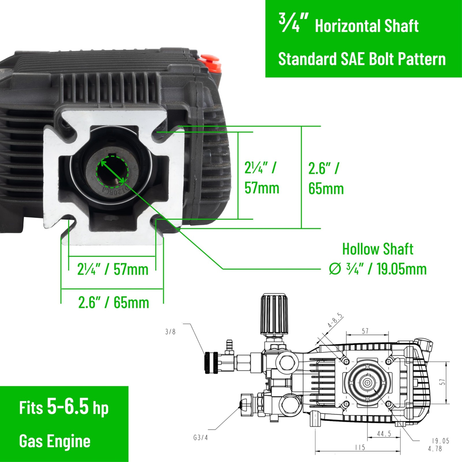 Canpump CF 3030 G: 3000 psi @ 3.1 US gpm Pressure Washer Pump with Gold