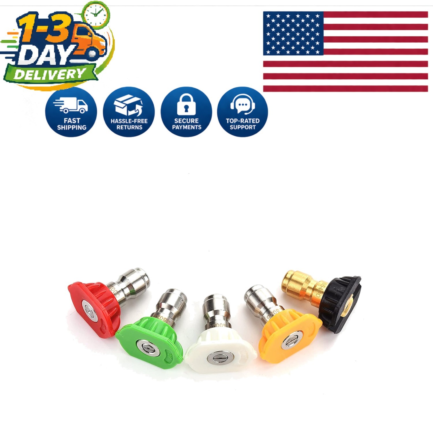 Stainless Steel Spray Nozzle Tips Set – 5 Color Options for Effective Cleaning