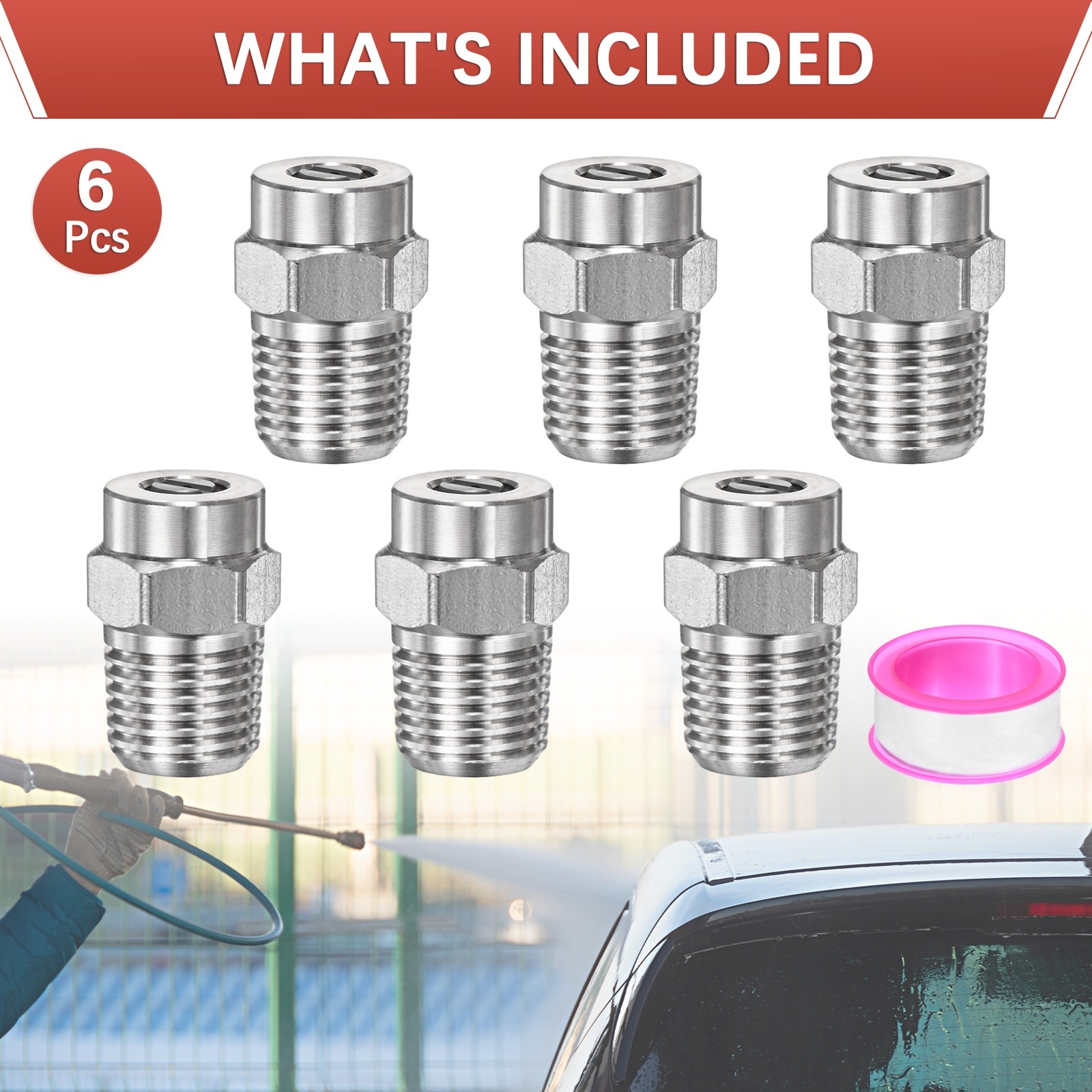 1/4″ NPT 15° Surface Cleaner Tip [6PCS] – Pressure Washer Nozzle [1.382MM Pore]