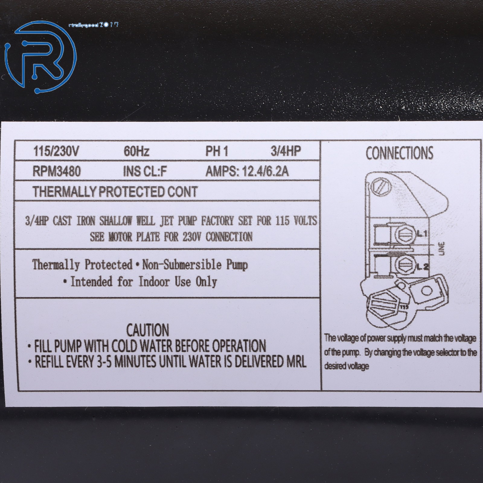 3/4 HP Heavy Duty SWS75 Shallow Well Jet Pump Up to 510 GPH 115/230V 3480RPM