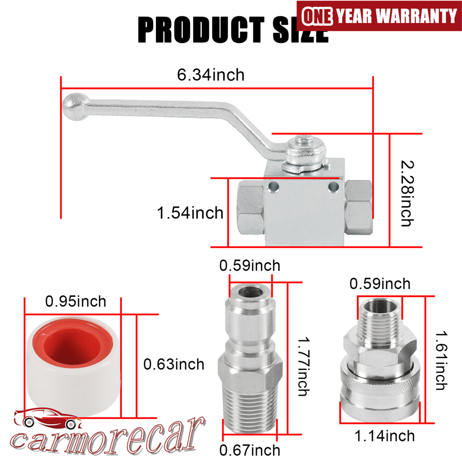 Steel High Pressure Washer Ball Valve Kit, 3/8 Inch Quick Connect 4500 PSI