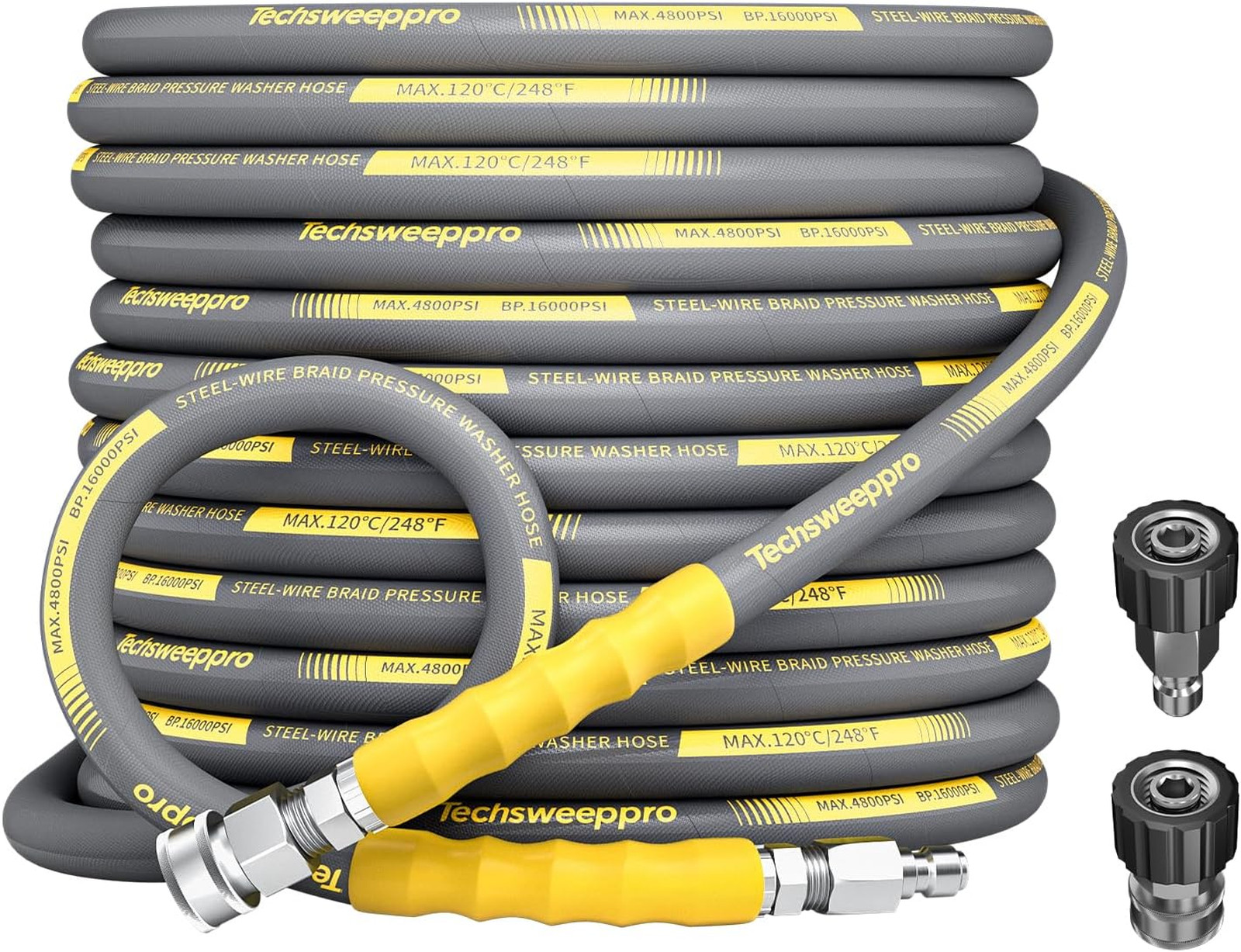 4800PSI Pressure Washer Hose 50FT with 3/8″ Swivel Quick Connect for Cold/Hot