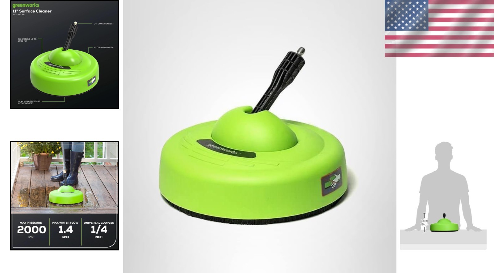 11 Inch Pressure Washer Accessory Surface Cleaner for All Pressure Washers