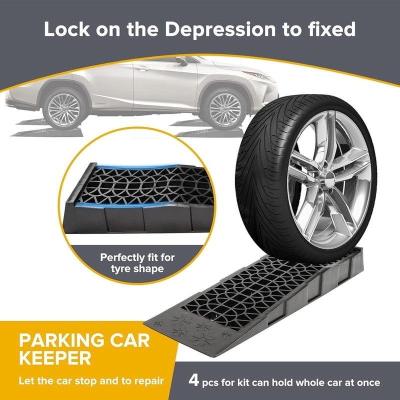 Low Profile Car Ramps 4Pcs Heavy Duty Plastic Service 6T Capacity Oil Change New