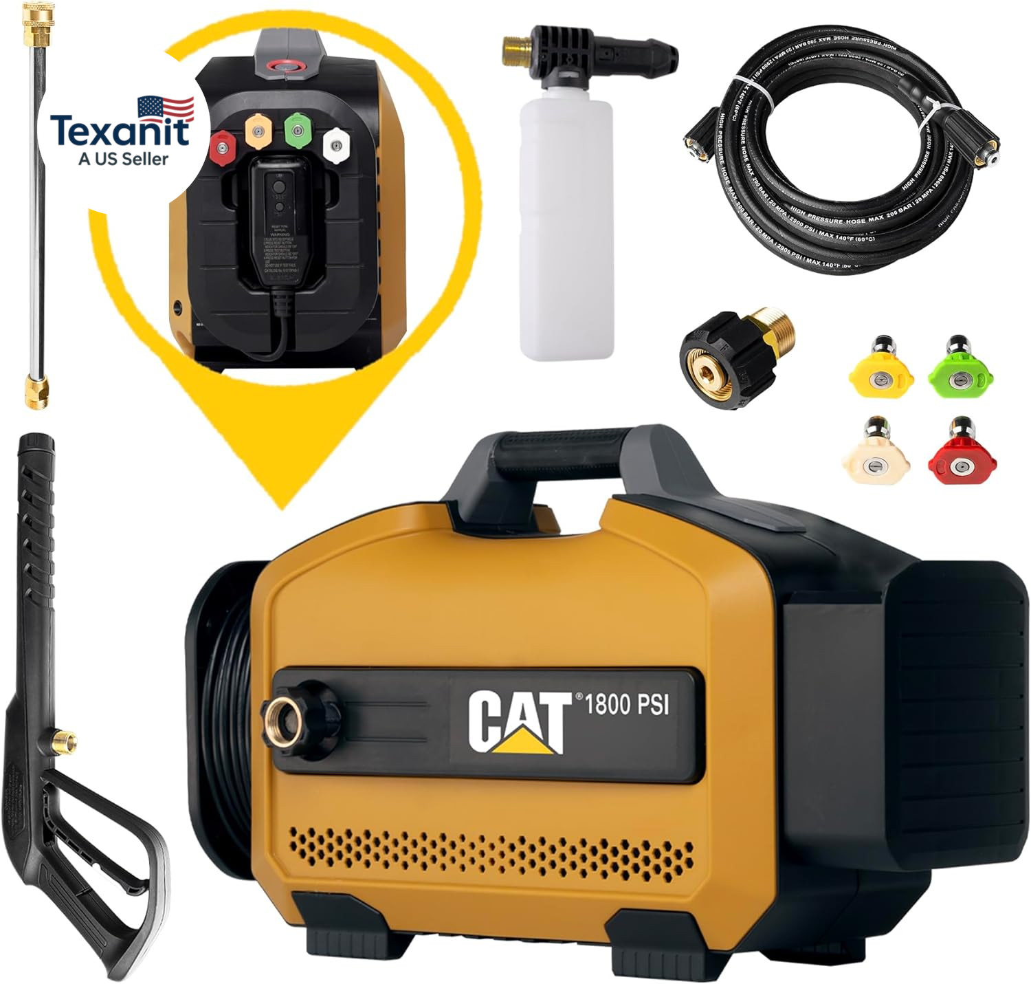 CAT Electric Pressure Washer – 1800 PSI 2.0 GPM with High Pressure Hose, Quick R