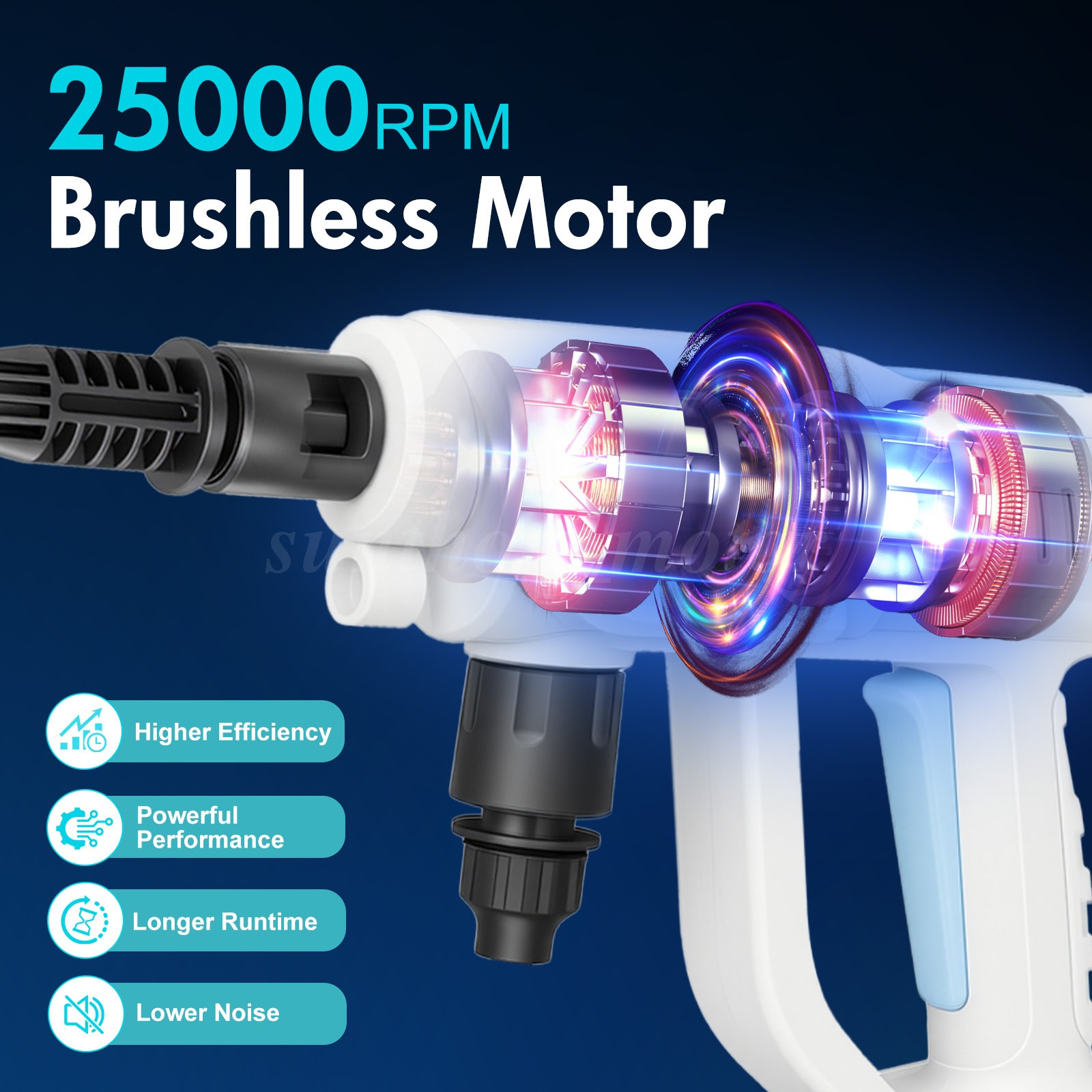Cordless Electric High Pressure Water Spray Car Gun 970PSI Portable Washer Clean