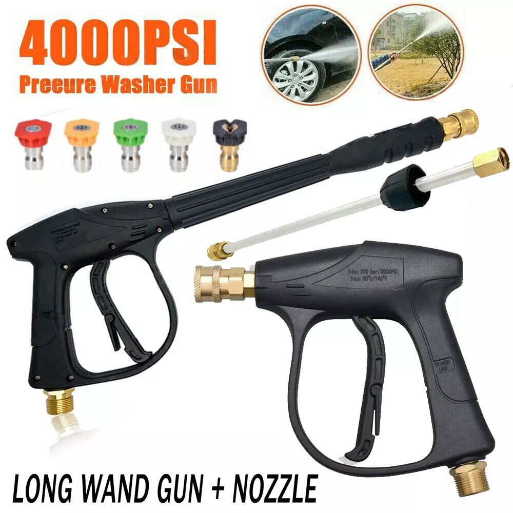 1/4″ High Pressure Washer Gun 4000 PSI Car Wash Foam Spray Short Wand w/5 Nozzle