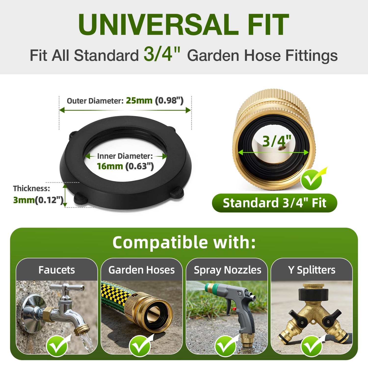 30 Pack Garden Hose Washers with Self-Locking Tabs – Heavy Duty Rubber Seals …