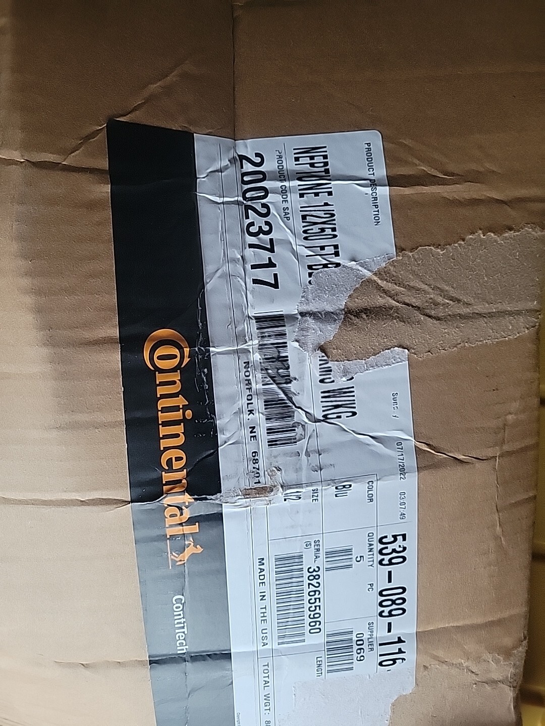 Continental Pressure Washer Hose: 1/2 in Hose Inside Dia., 50 ft Hose Lg,…