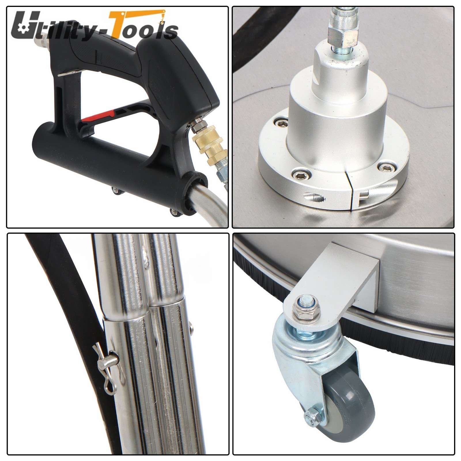 20 Inch Pressure Washer Surface Cleaner Dual Handles 6000PSI Stainless Steel