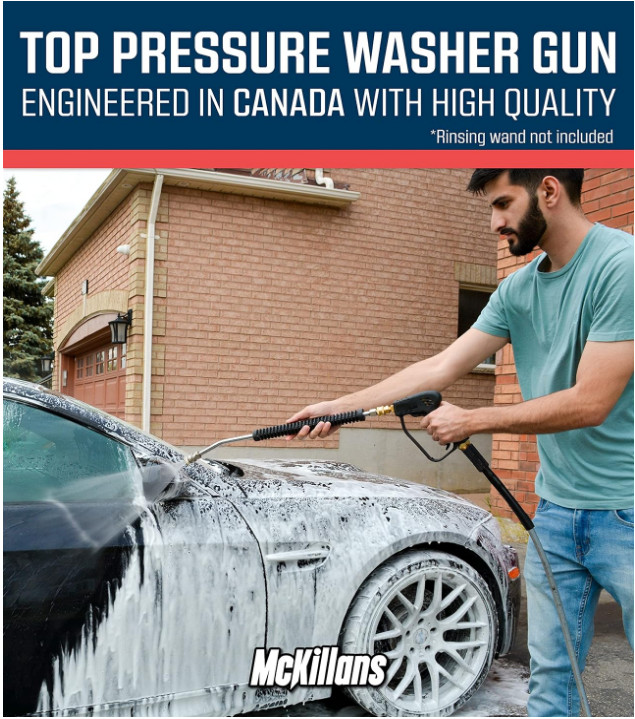 McKillans Short Pressure Washer Gun with Replacement M22 Inlet with 1/4” Quick