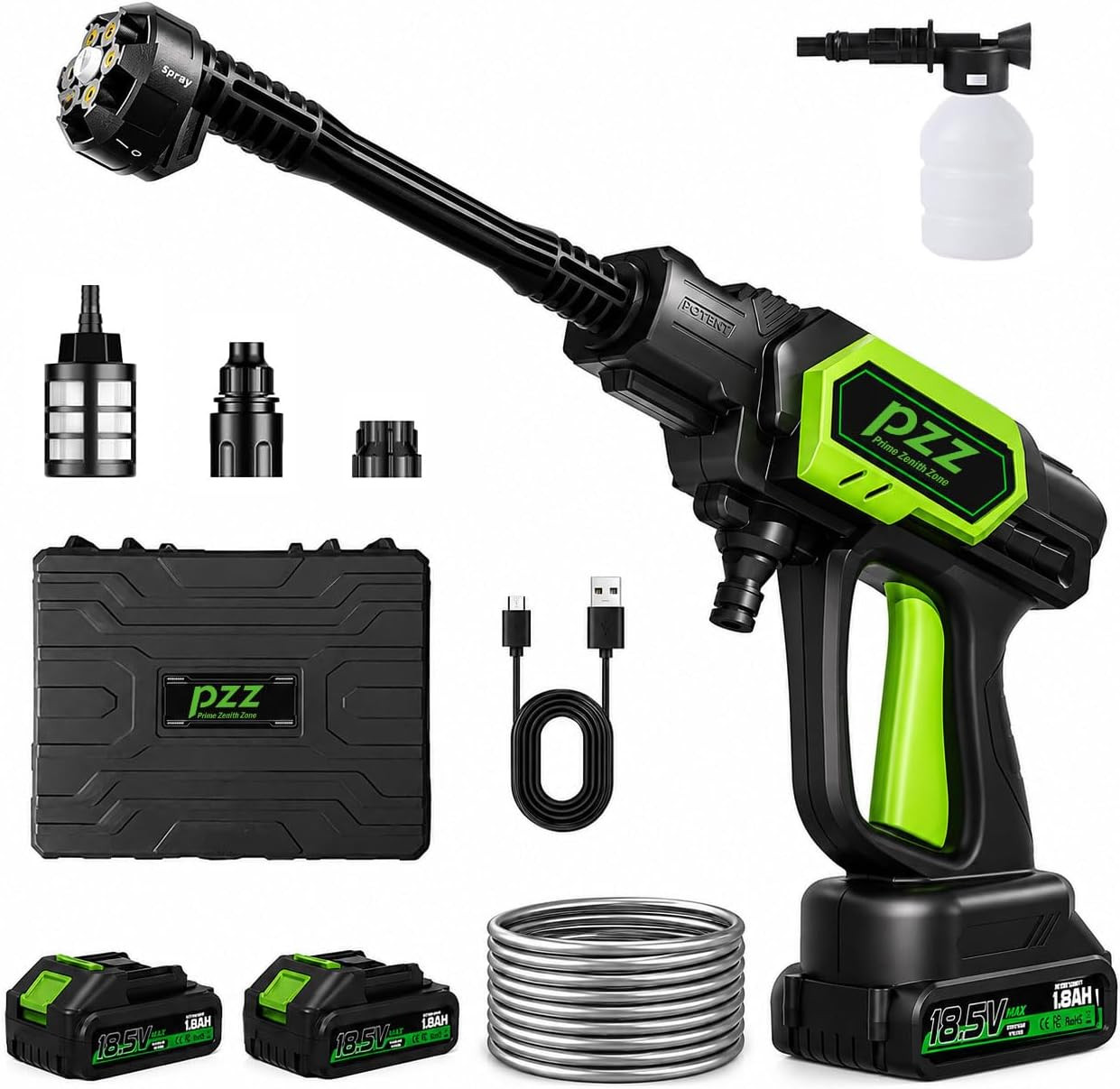 Cordless Pressure Washer, 1000 PSI Portable Power Cleaner with Dual 18.5V Batter