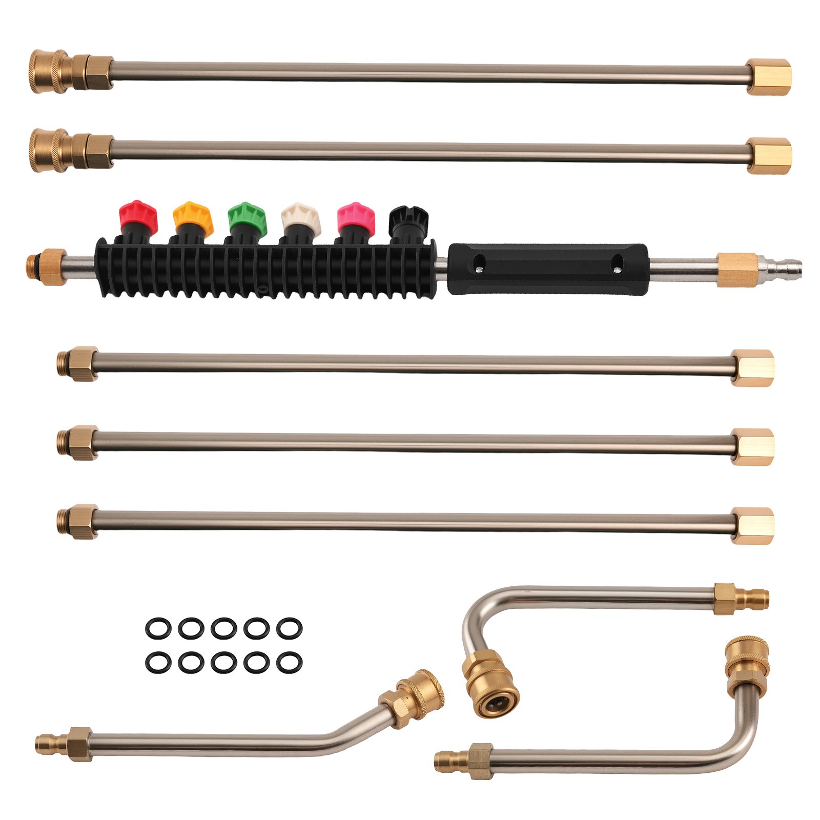 4000PSI Pressure Washer Extension Set 97in Brass 6 Wands 6 Tips 3 Curved Rod