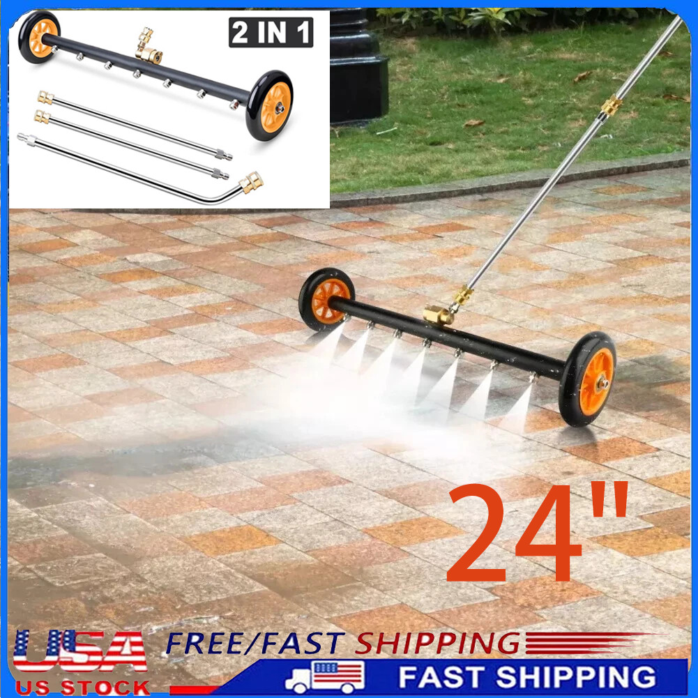 24″ Pressure Washer Water Broom Undercarriage Cleaner Driveway Surface Cleaner