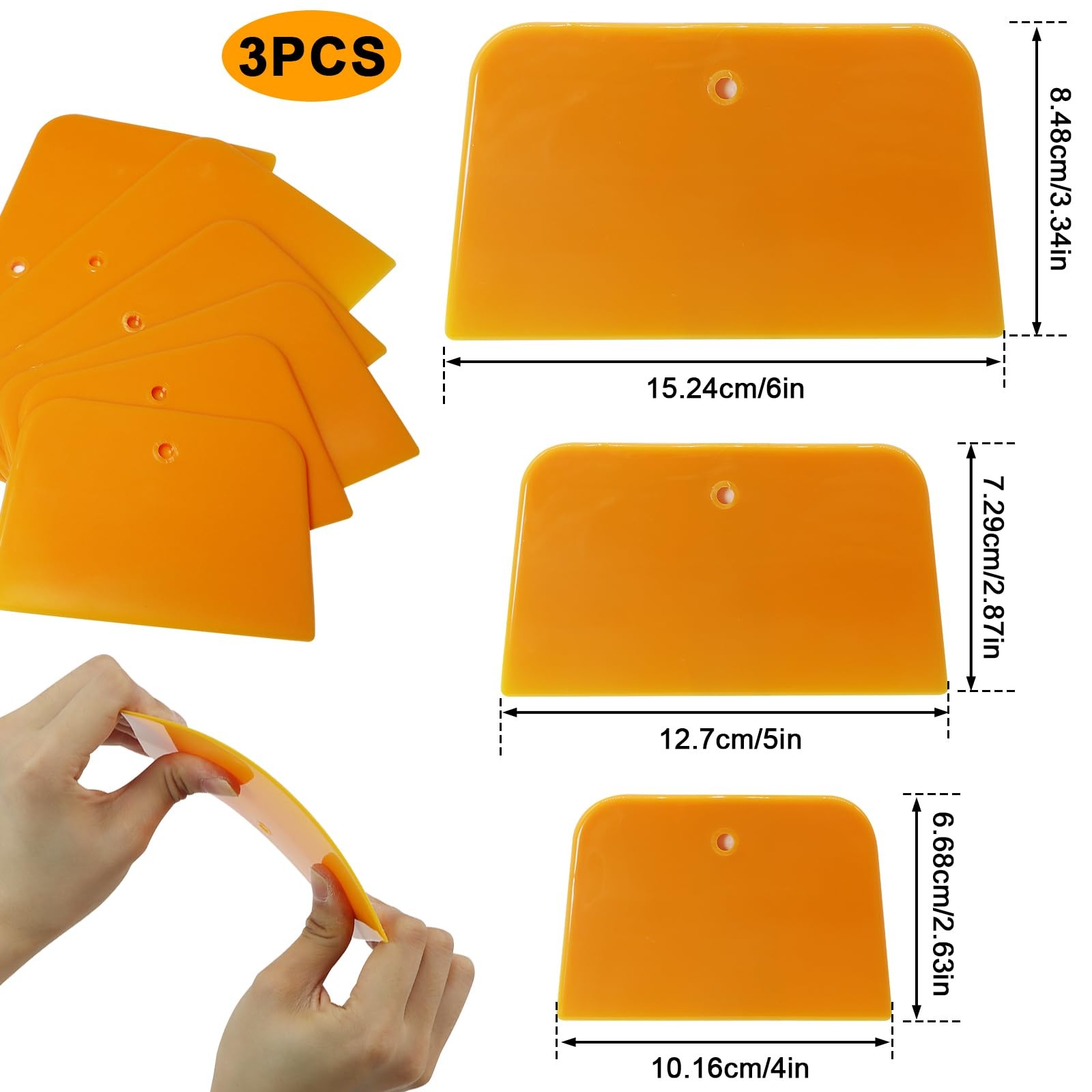 Wulitaotao Body Filler Spreaders, Plastic Spreader,4, 5, 6 Inch Yellow-3pcs