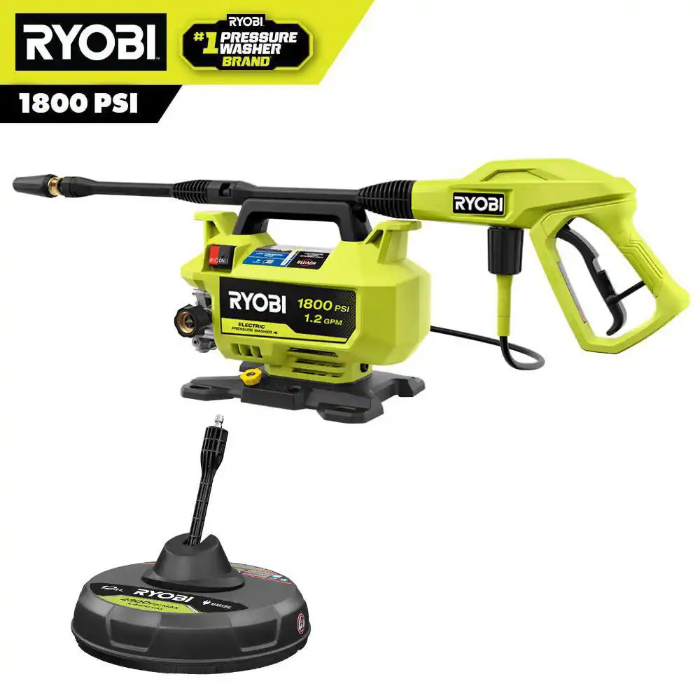 1800 PSI 1.2 GPM Cold Water Electric Pressure Washer with Surface Cleaner