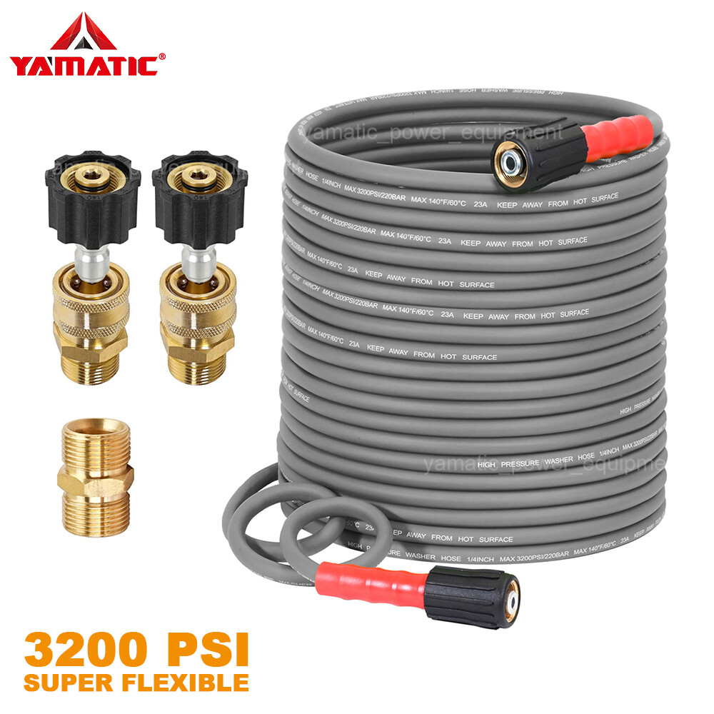 YAMATIC 3200 psi Pressure Washer Hose 1/4″ Kink Resistant Power Washer Hose