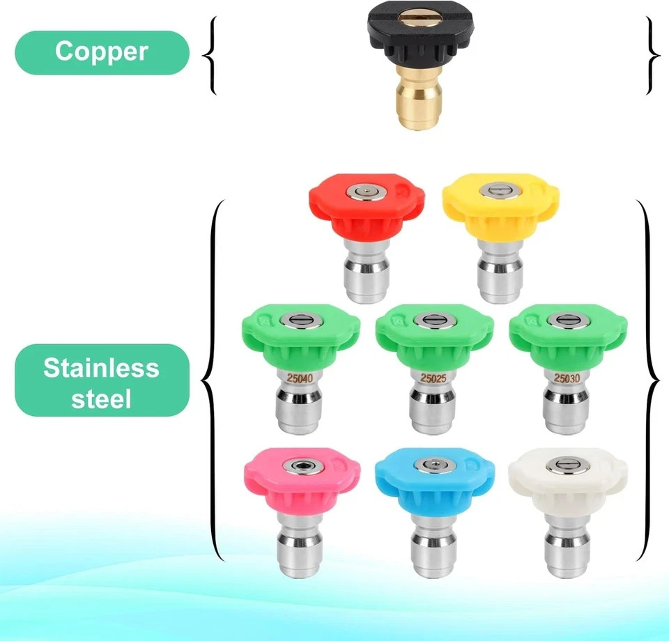 9-Pack Pressure Washer Tips, 4000 PSI-5000 PSI Multiple Degrees Pressure Washer