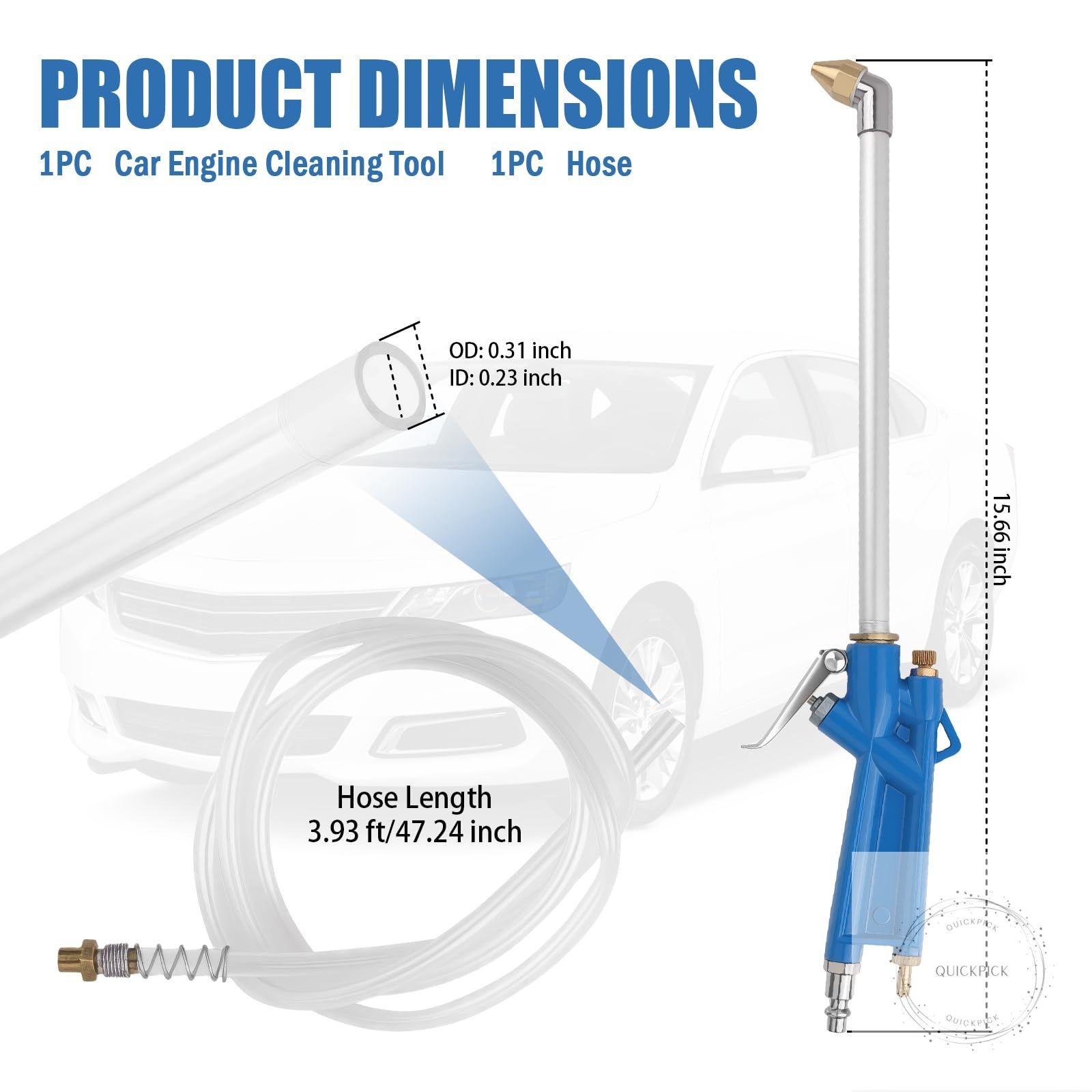 Air Engine Cleaning Gun with 3.93Ft Hose,Elbow Pneumatic Siphon Spray Gun Car
