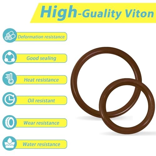 PCS 30 Sizes Metric Viton O-Ring Assortment Kit for Various Chemicals, 386