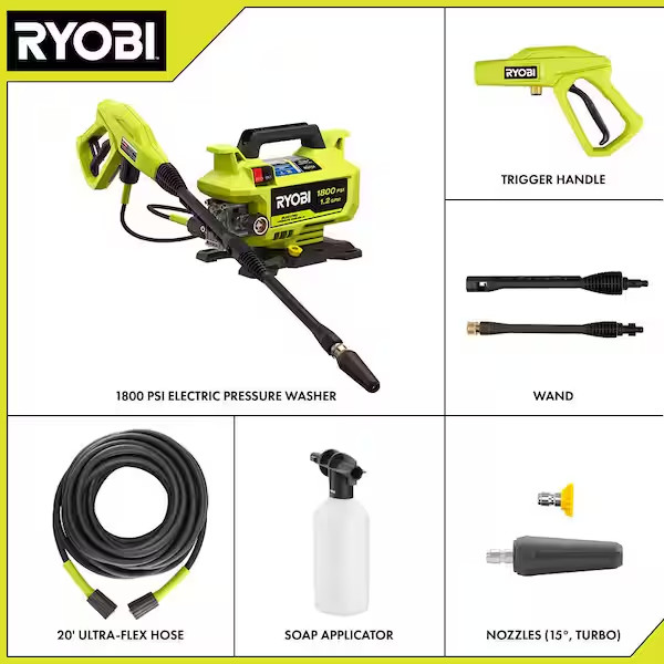 1800 PSI 1.2 GPM Cold Water Corded Electric Pressure Washer Electronic Ignition
