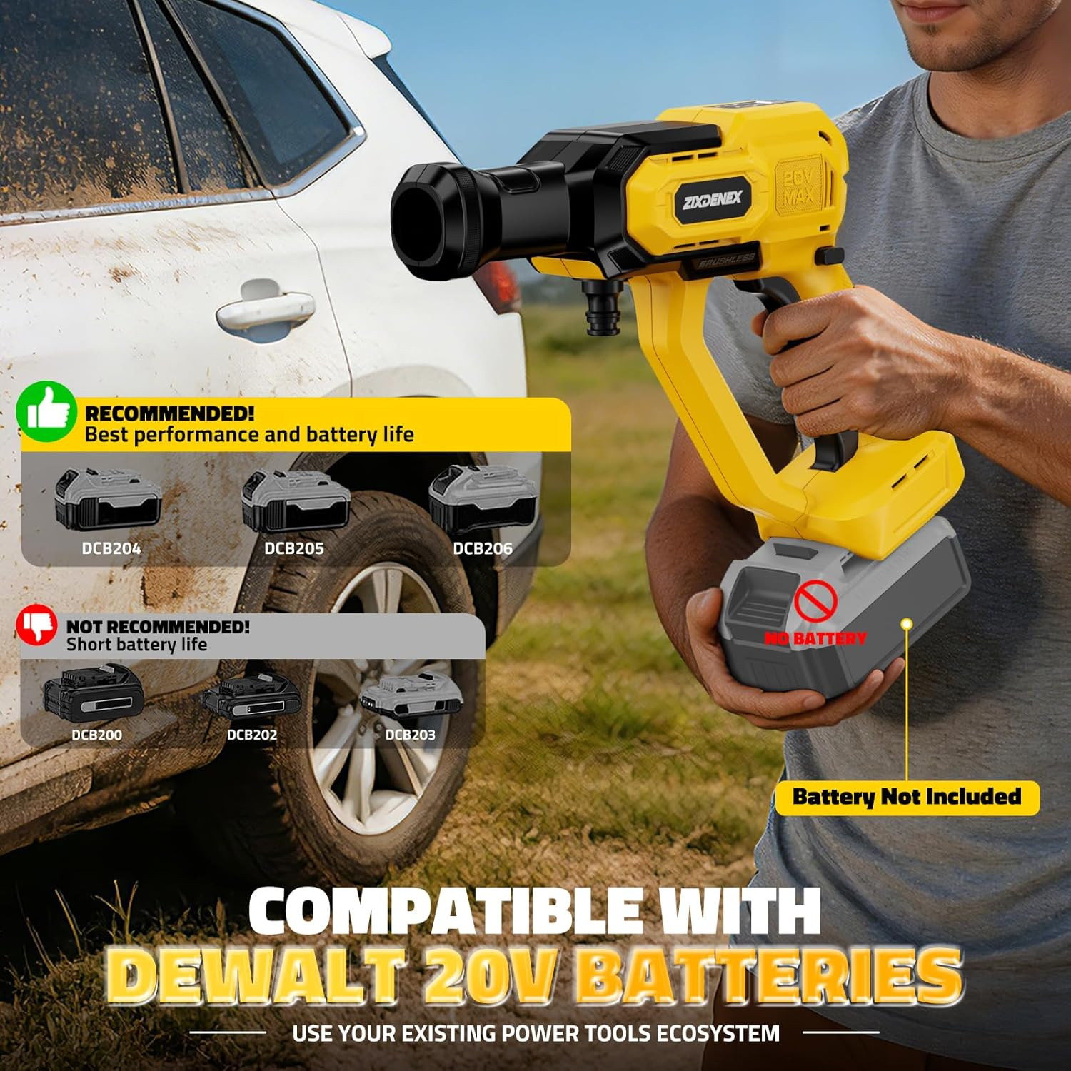 Cordless Portable Washer for Dewalt 20V Battery, 1000 PSI Portable Handheld Wash