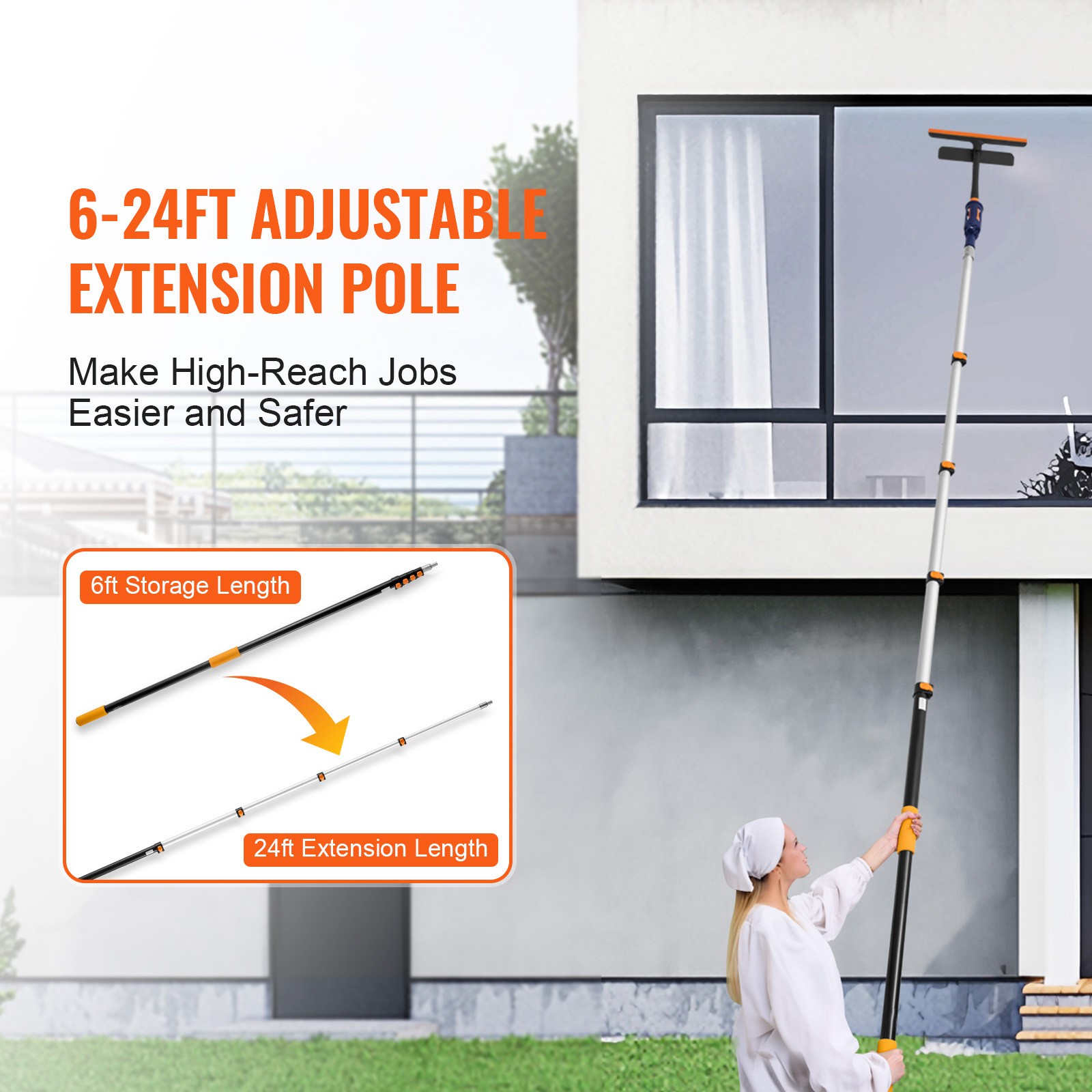 Uimoso Telescoping Extension Pole 6 to 24 FT Multi-Purpose for Painting Dusting